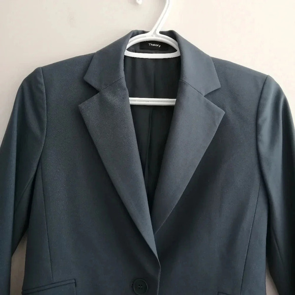 Theory Brixmill Betoken Virgin Wool Single Breasted Blazer Suit Jacket Blue 0 - Picture 11 of 17